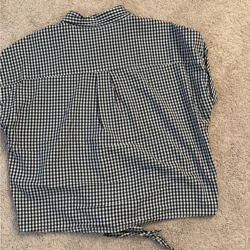 Marc New York Andrew Marc Blouse Top Black White Check Ties Shirt Halloween Med - Picture 6 of 6